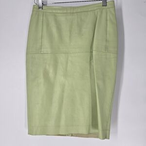 American Retro Pinta Skirt Green 100% Lamb Leather Pencil Skirt Size 36 XS